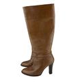 J. Crew Shoes | J. Crew Leather Knee High Pull On Boots Cognac Camel Women's Size 8 | Color: Brown/Tan | Size: 8
