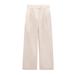 Zara Pants & Jumpsuits | Brand New Zara Cream Straight Cut Pleated Wide Leg Trouser Pants Xl 9479/060/712 | Color: Cream/White | Size: Xl