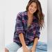 American Eagle Outfitters Tops | American Eagle Oversized Quarter Zip Flannel Shirt! | Color: Blue/Pink | Size: S