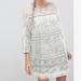 Free People Dresses | Free People Sun Daze Lace Long Sleeve Dress Large | Color: Cream/Green | Size: L