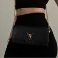 Louis Vuitton Bags | Authentic Lv Taurillon Portefeuille Capucines Wallet Woc On Chain | Color: Black/Gold | Size: Os