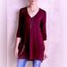 Anthropologie Tops | Anthropologie Pure + Good Long Form V-Neck Tunic - Red Maroon - Xs - Excellent | Color: Brown/Red | Size: Xs