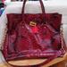 Michael Kors Bags | Michael Kors Python Embossed Snakeskin Burgundy Satchel Shoulder Tote | Color: Black/Red | Size: Os