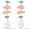 Anthropologie Jewelry | Enamel Pearl Drop Earrings | Color: Green/Pink | Size: Os