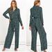 Anthropologie Pants & Jumpsuits | Charlie Holiday Green Animal Print Long Sleeve Wide Leg Jumpsuit Womens 8 Nwt | Color: Black/Green | Size: 8