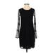 H&M Casual Dress - Sheath Crew Neck Long sleeves: Black Print Dresses - Women's Size 2