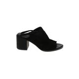 DKNY Heels: Slip On Chunky Heel Minimalist Black Print Shoes - Women's Size 8 - Open Toe