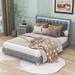 Ivy Bronx Adeliya Queen Low Profile Standard Bed Wood & /Upholstered/Velvet in Gray | 44 H x 64 W x 83 D in | Wayfair