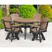 Highland Dunes Alsworth Round 4 - Person 44" L Outdoor Dining Set Plastic in Black/Brown | 44 W x 44 D in | Wayfair