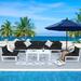 Latitude Run® Gilemette 8 Pieces Outdoor Patio Aluminum Sectional Set w/ Cushions & Table Metal/Rust - Resistant Metal in White/Black | Wayfair