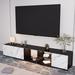 Latitude Run® Extendable TV Stand Marbling LED Modern TV Entertainment Center w/ Shelves Wood in White/Black | 16.5 H x 78.7 W x 15.7 D in | Wayfair
