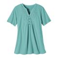 Blair Women's Haband Women’s Eyelet Henley Knit Tunic - Blue - XL - Womens