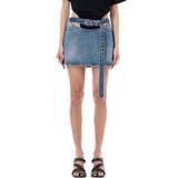 Y Belt Arc Denim Mini Skirt