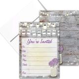 Stonehouse Collection Party Invitations With Envelopes - Mason Jars & Flowers 25 Invites & Envelopes (Rustic Mason Jar)