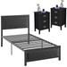 VECELO 3-Pieces Bedroom Set, Bed Frame with Nightstand Set of 2