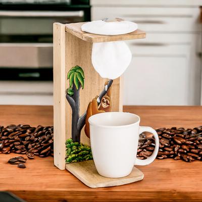 'Painted Nature-Themed Wood Single-Serve Drip Coff...