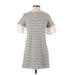 Sugar Lips Casual Dress - Mini Mock Short sleeves: Ivory Stripes Dresses - Women's Size X-Small