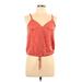 Crave Fame By Almost Famous Sleeveless Button Down Shirt: Orange Tops - Women's Size Large
