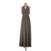Watters Cocktail Dress - Formal Halter Sleeveless: Gray Print Dresses - Women's Size 2