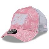 Men's New Era Pink Ty Gibbs 9FORTY A-Frame Trucker Paisley Adjustable Hat