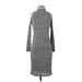 Kensie Casual Dress - Sheath Cold Shoulder 3/4 sleeves: Gray Marled Dresses - Women's Size X-Small