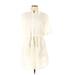 Lafayette 148 New York Casual Dress - Shirtdress High Neck 3/4 sleeves: White Solid Dresses - Women's Size 10