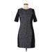 Elie Tahari Casual Dress - Sheath Crew Neck Short sleeves: Black Print Dresses - Women's Size 8