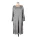 DKNY Casual Dress - Wrap Scoop Neck 3/4 Sleeve: Gray Dresses - Women's Size Large