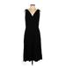 Ann Taylor LOFT Cocktail Dress - Midi V-Neck Sleeveless: Black Print Dresses - Women's Size 10