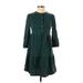 Gap Casual Dress - A-Line Crew Neck 3/4 sleeves: Green Solid Dresses - Women's Size X-Small Petite