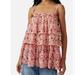Free People Tops | Free People Top Women's Talia Tiered Tunic Tank Top Pink Combo Small New | Color: Pink/Red/Tan | Size: S
