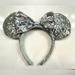 Disney Accessories | Disney Minnie Mouse Ear Headband Silver Large Sequins | Color: Silver | Size: Os