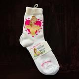 Disney Accessories | Disney Beauty And The Beast ~ Belle & Hearts ~ Kids Knit Socks | Color: Pink/Yellow | Size: 7 - 8 1/2