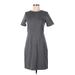 J.Crew Mercantile Casual Dress Crew Neck Short sleeves: Gray Solid Dresses - Women's Size 6