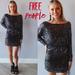 Free People Dresses | Free People Graphite Giselle Sequin Drawstring Rouche Dress Nwt M Anthropologie | Color: Black/Gray | Size: M