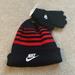 Nike Accessories | Nike Boys Knit Hat/Gloves Set | Color: Black/Red | Size: 8/20