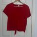 J. Crew Tops | J.Crew Women’s Red V-Neck Textured Tie Front Short Sleeve T-Shirt - Medium | Color: Red | Size: M