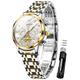OLEVS Womens Watches Chronograph Luxury Diamond Dress Quartz Wrist Watches Stainless Steel Waterproof Luminous, 2897:Two tone band & White dial, L