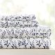 Linen Market 4 Piece Sheet Set Patterned, California King, Burst of Vines Navy