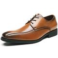 Ninepointninetynine Dress Oxford for Men Lace Up Bike Toe Derby Shoes Plain Burnished Toe Leather Non Slip Block Heel Slip Resistant Anti-Slip Classic (Color : Brown, Size : 6 UK)