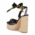 Nine West Women's Gertha Heeled Sandal, Black Floral 001, 6 UK