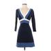 Ann Taylor LOFT Outlet Casual Dress - Mini: Blue Color Block Dresses - Women's Size X-Small