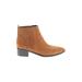 Marc Fisher LTD Ankle Boots: Chelsea Boots Chunky Heel Casual Tan Print Shoes - Women's Size 6 - Almond Toe