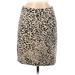 Ann Taylor LOFT Casual Wrap Skirt Knee Length: Tan Leopard Print Bottoms - Women's Size 4 Petite