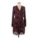 Collective Concepts Casual Dress - Mini V Neck Long sleeves: Burgundy Dresses - Women's Size Medium