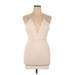 Fashion Nova Cocktail Dress - Bodycon Plunge Sleeveless: Ivory Print Dresses - New - Women's Size X-Large