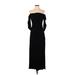 Badgley Mischka Cocktail Dress - Sheath Open Neckline 3/4 sleeves: Black Solid Dresses - Women's Size 4 Tall