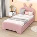 Zoomie Kids Aichinger Platform Storage Bed Chenille/Upholstered in Pink | 46 H x 45 W x 82 D in | Wayfair 575473B979FC4697A808AA5054256CEA