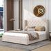 House of Hampton® Harsirat Queen Platform Bed w/ Drawer & Wingback Headboard & /Upholstered/Velvet in Brown | 45.5 H x 65 W x 84.4 D in | Wayfair