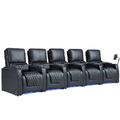 Orren Ellis Zero Gravity Home Theater Seating Top Grain Leather Recliner Sofa Power Headrest Footrest Genuine Leather in Black | Wayfair